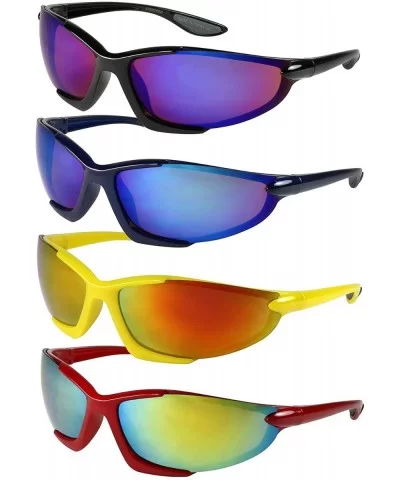 Sports Sunglasses with Color Mirrored Lens 570007PAM-REV - Yellow - C51239OZT9H $14.55 Sport