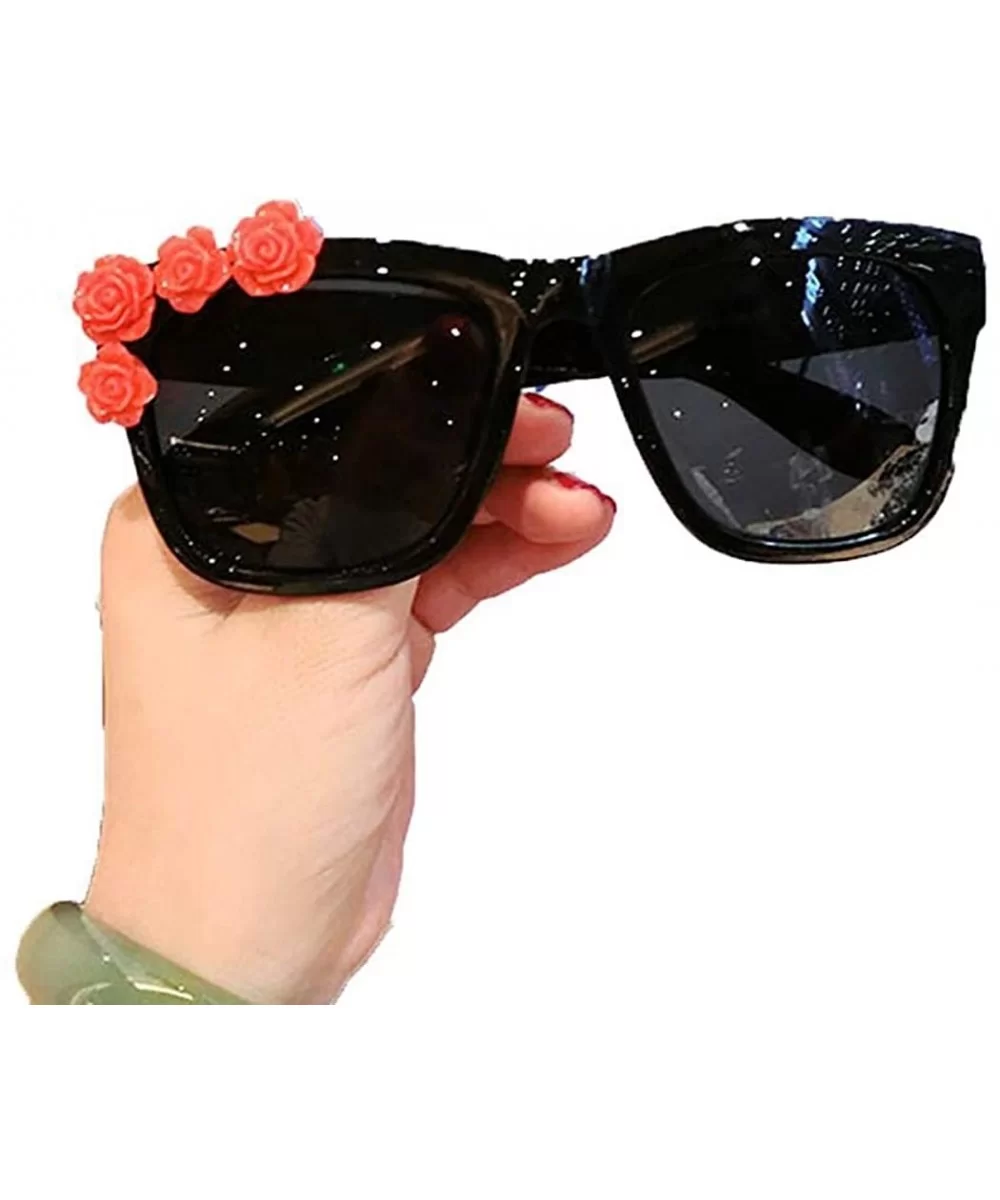 Women Fashion Beach Flower Decor Round Frame Sunglasses Sunglasses - Type 25 - CP199HQS9Q8 $61.89 Round