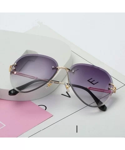 RimlSunglasses Women Fashion Designer Sun Glasses Metal Farme Gradient Shades Cutting Lens FaGoggles UV400 - CB198AIE8RH $48....