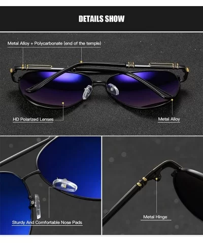 Polarized Oval Sunglasses for Mens Driving Fishing Blue lens UV 400 Protection Alloy Black Frame - Red - CW18AUSI4M5 $21.27 S...