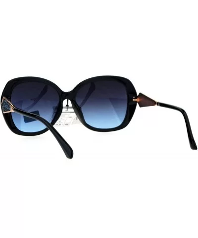 Womens Bling Rhinestone Rock Candy Glitter Butterfly Sunglasses - Black Blue Smoke - CJ17X63OAIO $18.29 Butterfly