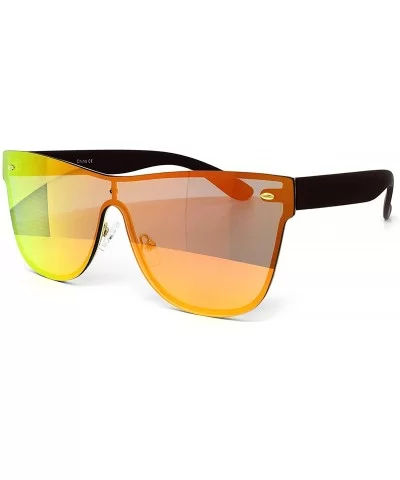 7155-1 Premium Oversize Rimless Shield Flat Matte Finish Mirror Sunglasses - Orange - CS18RDXMTMX $21.77 Rimless