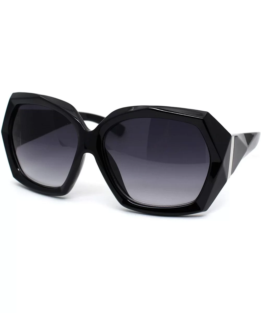 Womens Rock Candy Thick Plastic Butterfly Mod Sunglasses - Black Silver Smoke - CL18WROACUT $12.01 Butterfly