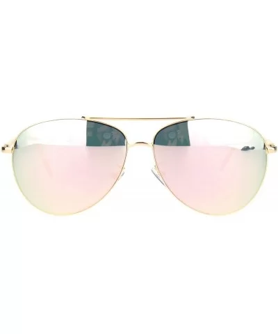 Color Reflective Mirror Officer Style Cop Metal Rim Sunglasses - Gold Peach Mirror - CM18N6CS9Q5 $16.84 Aviator