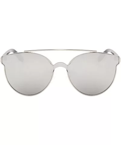 Women's Crossbar Flat Seamless Metal Sunglasses - A - C6183NXTK8U $26.56 Oval