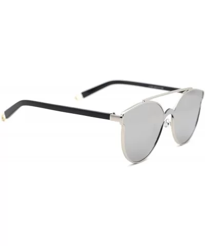 Women's Crossbar Flat Seamless Metal Sunglasses - A - C6183NXTK8U $26.56 Oval