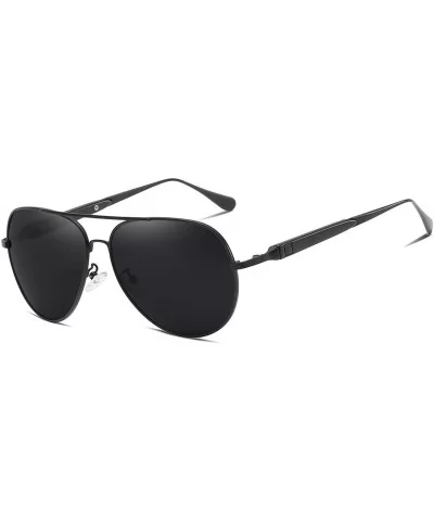 Polarized Sunglasses for Men Driving Travel UV Protection Aviator Frame - Matte Black Grey - CQ18YCETLMX $22.22 Aviator