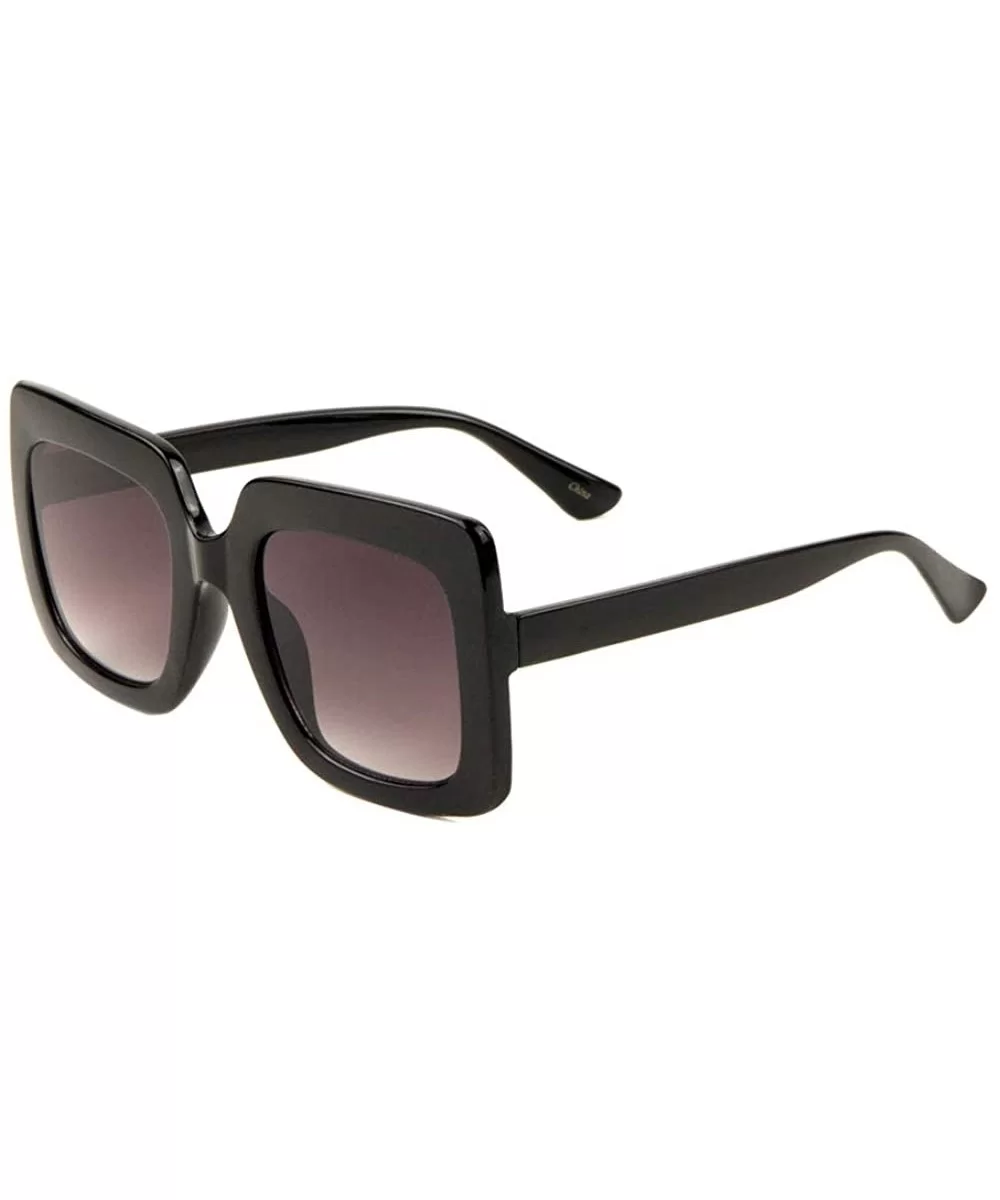 Oversized Flat Lens Retro Square Sunglasses - Smoke - C2197YM6Z0K $20.89 Square