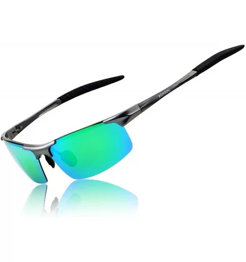 Men Sport Al-Mg Polarized Sunglasses Unbreakable for Driving Cycling Fishing Golf - B4 Gray Frame/Green Lens - C612IDRXI7Z $3...