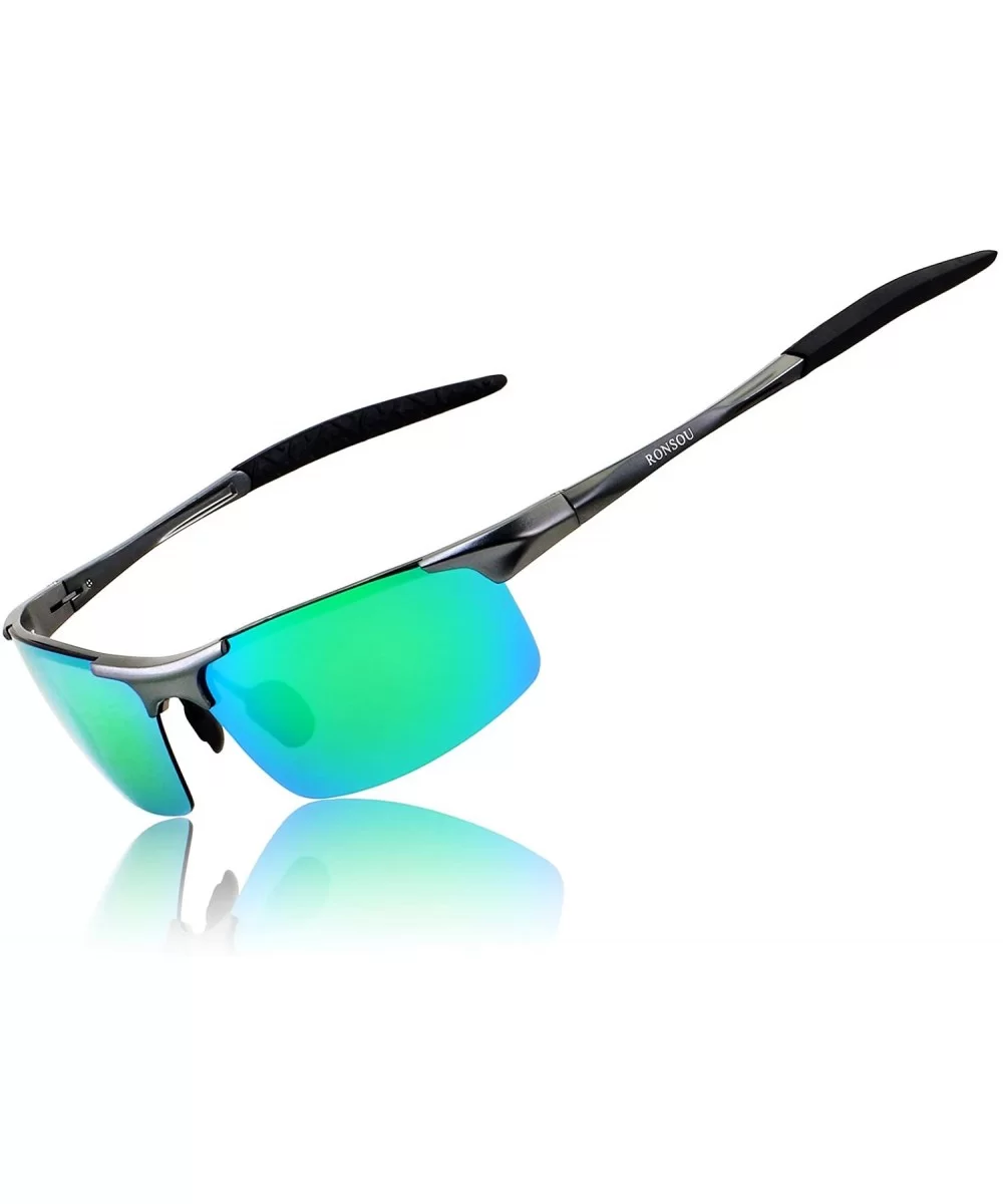 Men Sport Al-Mg Polarized Sunglasses Unbreakable for Driving Cycling Fishing Golf - B4 Gray Frame/Green Lens - C612IDRXI7Z $3...