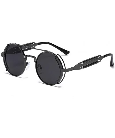 Steampunk Sunglasses Unisex-Modern Fashion Shade Glasses-Round Metal Frame - A - CV190ED049N $52.01 Shield