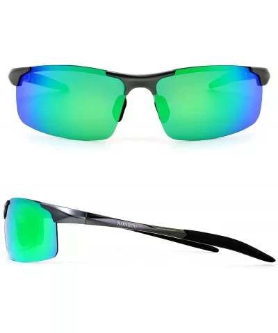 Men Sport Al-Mg Polarized Sunglasses Unbreakable for Driving Cycling Fishing Golf - B4 Gray Frame/Green Lens - C612IDRXI7Z $3...