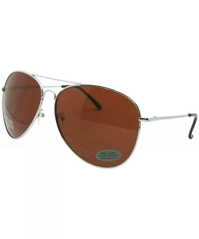 Big Aviator Amber Driving Sunglasses AV13 - Silver Frame Amber Lenses - CC18HDWSM6C $14.84 Aviator
