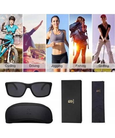 TR90 Sports Sunglasses for Men and Women Polarized UV400 Protection SJ2105 - C1 Matte Black Frame/Grey Lens - CG194YLG762 $23...