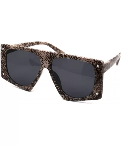 Animal Print Flat Top Squared Racer Mob Sunglasses - Snake Black - C01998UOZS3 $13.64 Rectangular