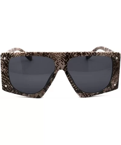 Animal Print Flat Top Squared Racer Mob Sunglasses - Snake Black - C01998UOZS3 $13.64 Rectangular