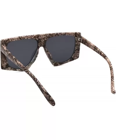 Animal Print Flat Top Squared Racer Mob Sunglasses - Snake Black - C01998UOZS3 $13.64 Rectangular