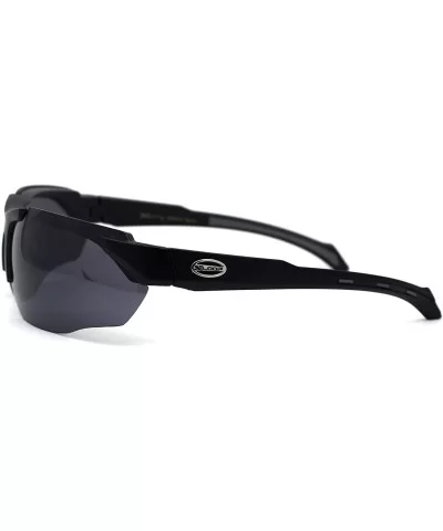 Mens Plastic 90s Baseball Half Rim Light Sunglasses - All Black - CP197EKWWGZ $16.50 Rectangular