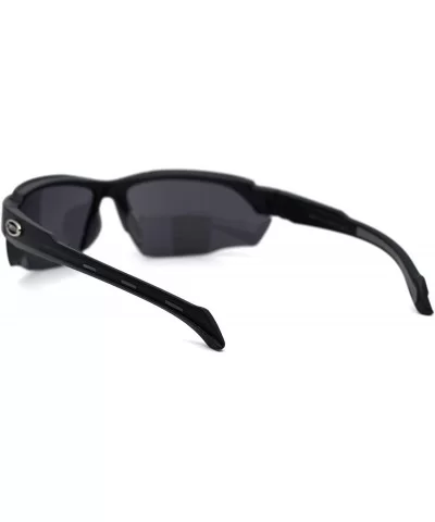Mens Plastic 90s Baseball Half Rim Light Sunglasses - All Black - CP197EKWWGZ $16.50 Rectangular