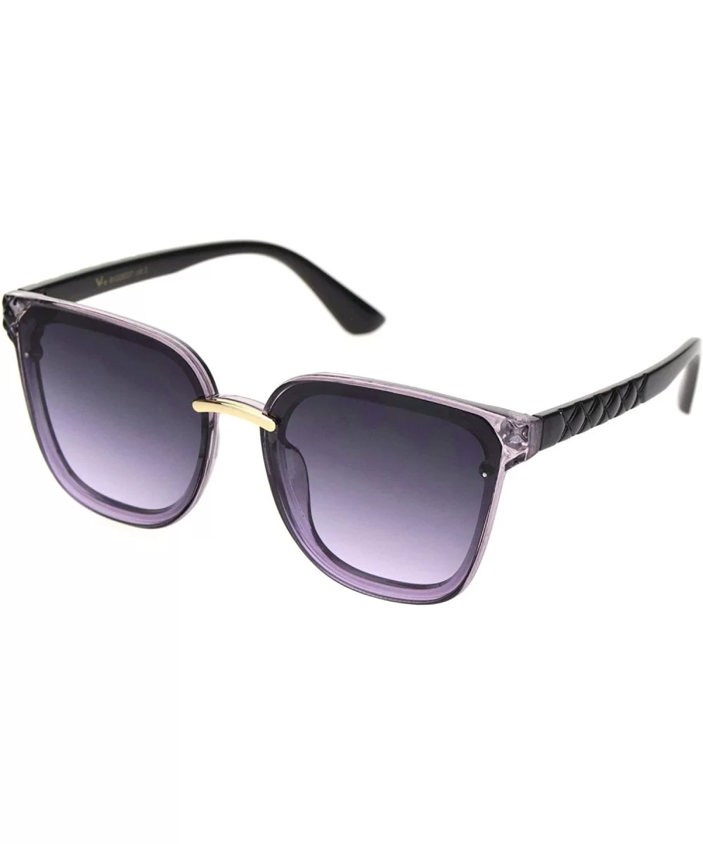 Womens Squared Horn Rim Luxury Panel Lens Sunglasses - Purple Gradient Black - C218NUTW3CG $18.00 Rectangular