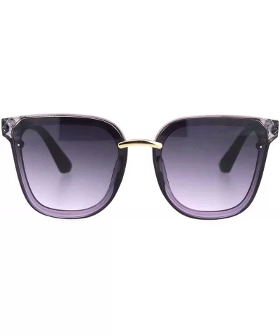 Womens Squared Horn Rim Luxury Panel Lens Sunglasses - Purple Gradient Black - C218NUTW3CG $18.00 Rectangular