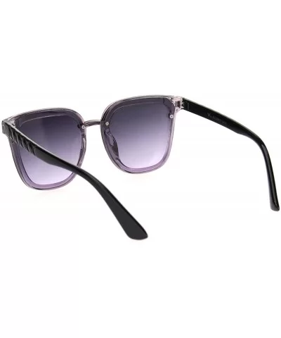 Womens Squared Horn Rim Luxury Panel Lens Sunglasses - Purple Gradient Black - C218NUTW3CG $18.00 Rectangular