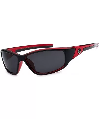 Nitrogen Polarized Mens Anti Glare Fishing Cycling Driving Sport Sunglasses - Transparent Red - CL18X6AMLLZ $25.53 Sport