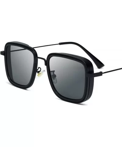 Steampunk Style Retro Square UV Protection Sunglasses Metal Frame Flat Lens for Men and Women - Black - CO18YDO53WL $26.79 Sq...