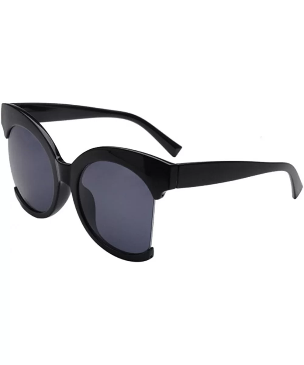 Half Frame Fashion Women Sunglasses In Cat Eye Shaped Big Sizes Lens 60mm - Black - CY12E0NTNHF $20.04 Cat Eye