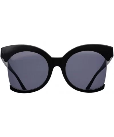 Half Frame Fashion Women Sunglasses In Cat Eye Shaped Big Sizes Lens 60mm - Black - CY12E0NTNHF $20.04 Cat Eye