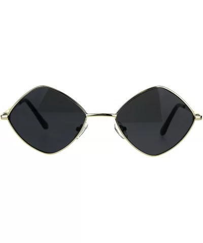 Diamond Shape Sunglasses Vintage Indie Fashion Shades Spring Hinge - Gold (Black) - C418ENQMOTH $14.38 Square