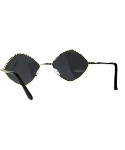 Diamond Shape Sunglasses Vintage Indie Fashion Shades Spring Hinge - Gold (Black) - C418ENQMOTH $14.38 Square