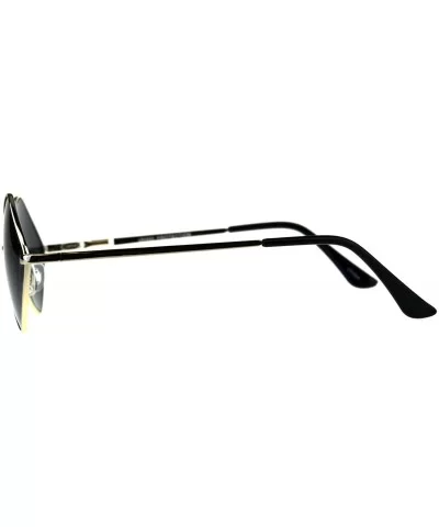 Diamond Shape Sunglasses Vintage Indie Fashion Shades Spring Hinge - Gold (Black) - C418ENQMOTH $14.38 Square