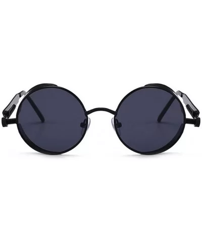 Women's Steampunk Unisex Round Metal Frame Classic Sunglaeese Black One Size - CQ18DXMI3Z8 $18.05 Square