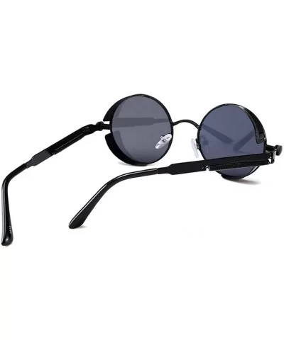 Women's Steampunk Unisex Round Metal Frame Classic Sunglaeese Black One Size - CQ18DXMI3Z8 $18.05 Square