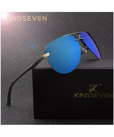 Genuine quality rimless pilot sunglasses ultra light Al-Mg fashion polarized and UV400 - Silver/Blue - CD18GA6ENST $38.40 Rim...