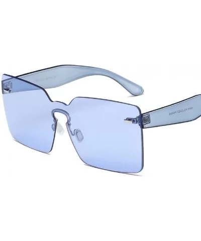 Spring Summer Oversized Women Square Sunglasses Fashion Men Rimless Tint Lens Glasses - 1 - C4184K0LWGA $12.91 Square