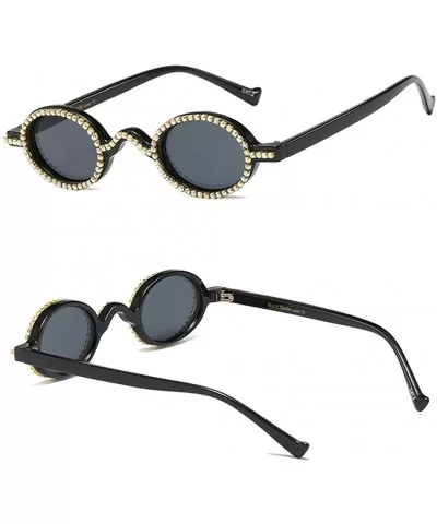 Rhinestone Sunglasses Ladies Round Vintage Small Crystal Decoration Party Uv400 Beach - With Rhinestones - C9199CYAKW3 $16.70...