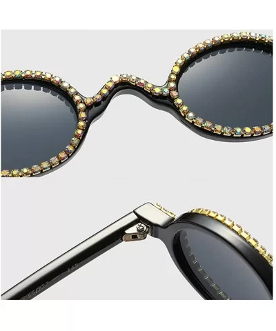 Rhinestone Sunglasses Ladies Round Vintage Small Crystal Decoration Party Uv400 Beach - With Rhinestones - C9199CYAKW3 $16.70...