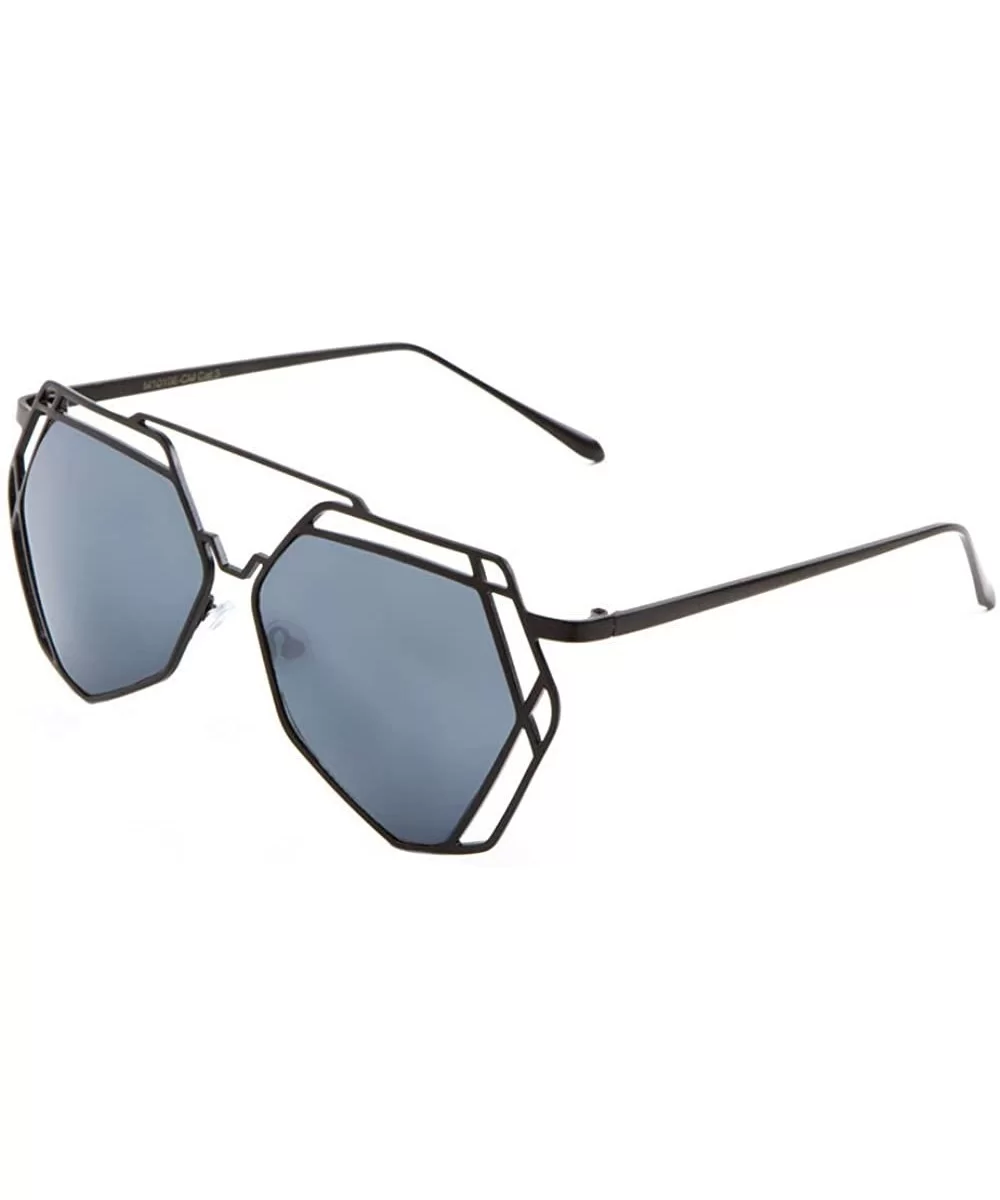 Geometric Wire Metal Lattice Frame Sunglasses - Black - C712KRI01EV $13.73 Aviator