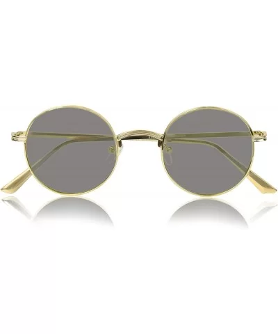 Round Sunglasses Hippie John Lennon Vintage Small Circle Gold Glasses - Smoke Lens - gold Frame - CM18XTRTZHA $13.60 Round