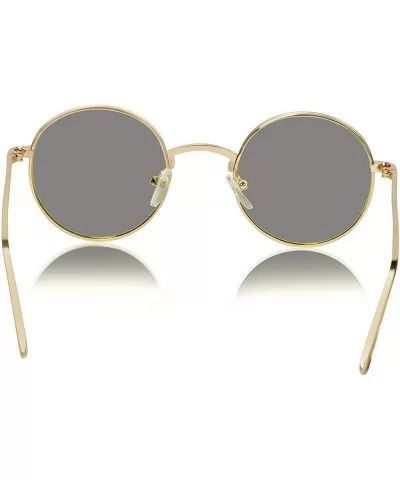 Round Sunglasses Hippie John Lennon Vintage Small Circle Gold Glasses - Smoke Lens - gold Frame - CM18XTRTZHA $13.60 Round