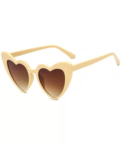 Heart Sunglasses Women Cat Eye Sun Glasses Retro Love Heart Shaped Glasses - Tea - CI18WWMIW8C $41.38 Cat Eye