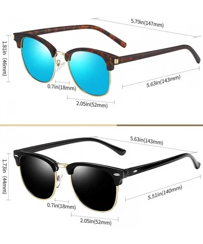 Semi Rimless Polarized Sunglasses Women Men Retro Brand Sun Glasses - Gloss Black+classic Blue - CQ196Z60054 $26.00 Semi-rimless