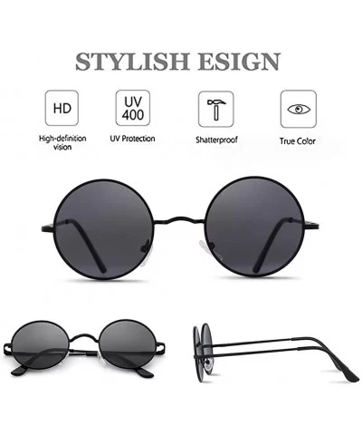 Retro Round Sunglasses for Men Women Vintage UV400 Circle Color Lens Metal Frame Mirrored Sun Glasses - CU18L83H359 $15.67 Round