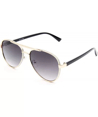 Fashion Aviator Gradient Lens Sunglasses for Women Man Wrap Around Sparkle Frame Sun Glasses - CX18WLT77H6 $13.59 Wrap