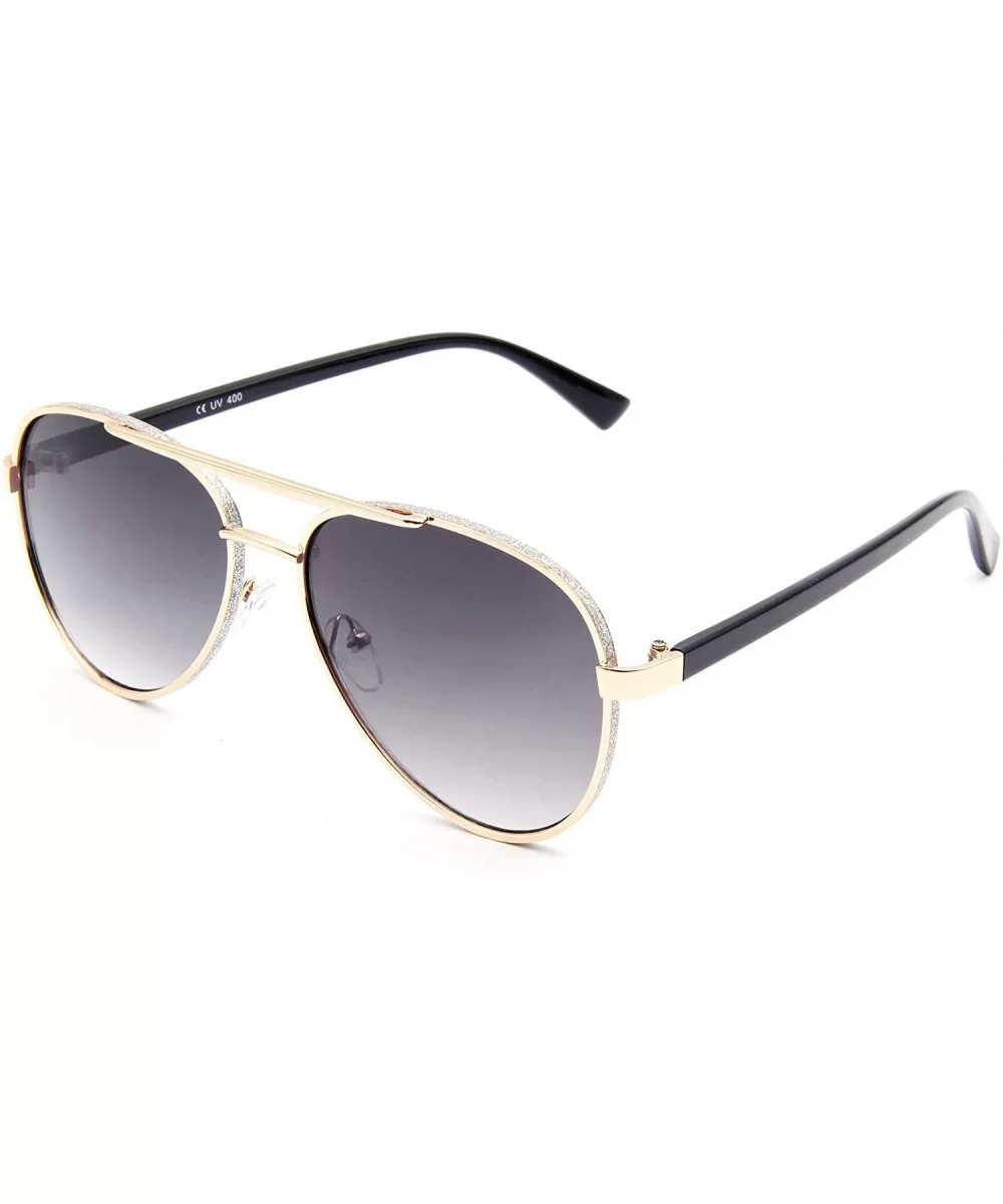 Fashion Aviator Gradient Lens Sunglasses for Women Man Wrap Around Sparkle Frame Sun Glasses - CX18WLT77H6 $13.59 Wrap