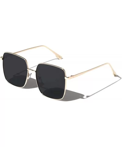 Thin Frame Color Squared Sunglasses - Black - CS197443KOR $21.01 Square