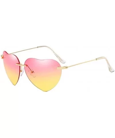 Sunglasses - Love Ocean Piece Frame Peach Heart Shaped Lens Sun Glasses - D - CJ18UC7UXCZ $14.92 Rectangular