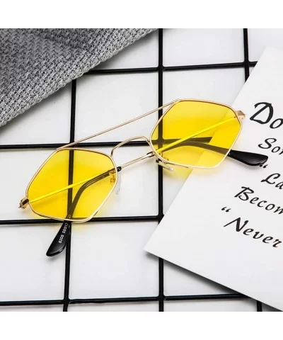 Retro Vintage Narrow Cat Eye Sunglasses for Women Clout Goggles Plastic Frame Fashion Sunglasses - Yellow - CG18SX4C74U $7.83...